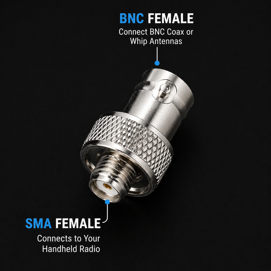SMA Female to BNC Female Adapter for Handheld Radios | Baofeng, BTECH, AnyTone Upgrade