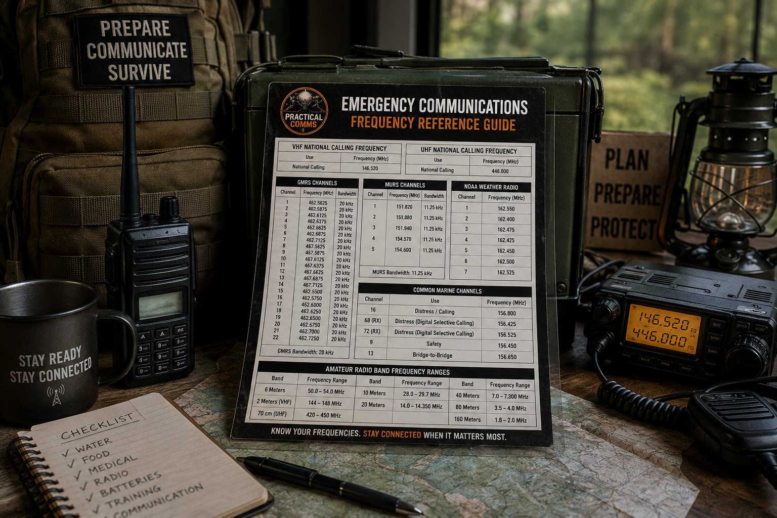 Emergency Communications Frequency Reference Guide (GMRS, MURS, NOAA ...